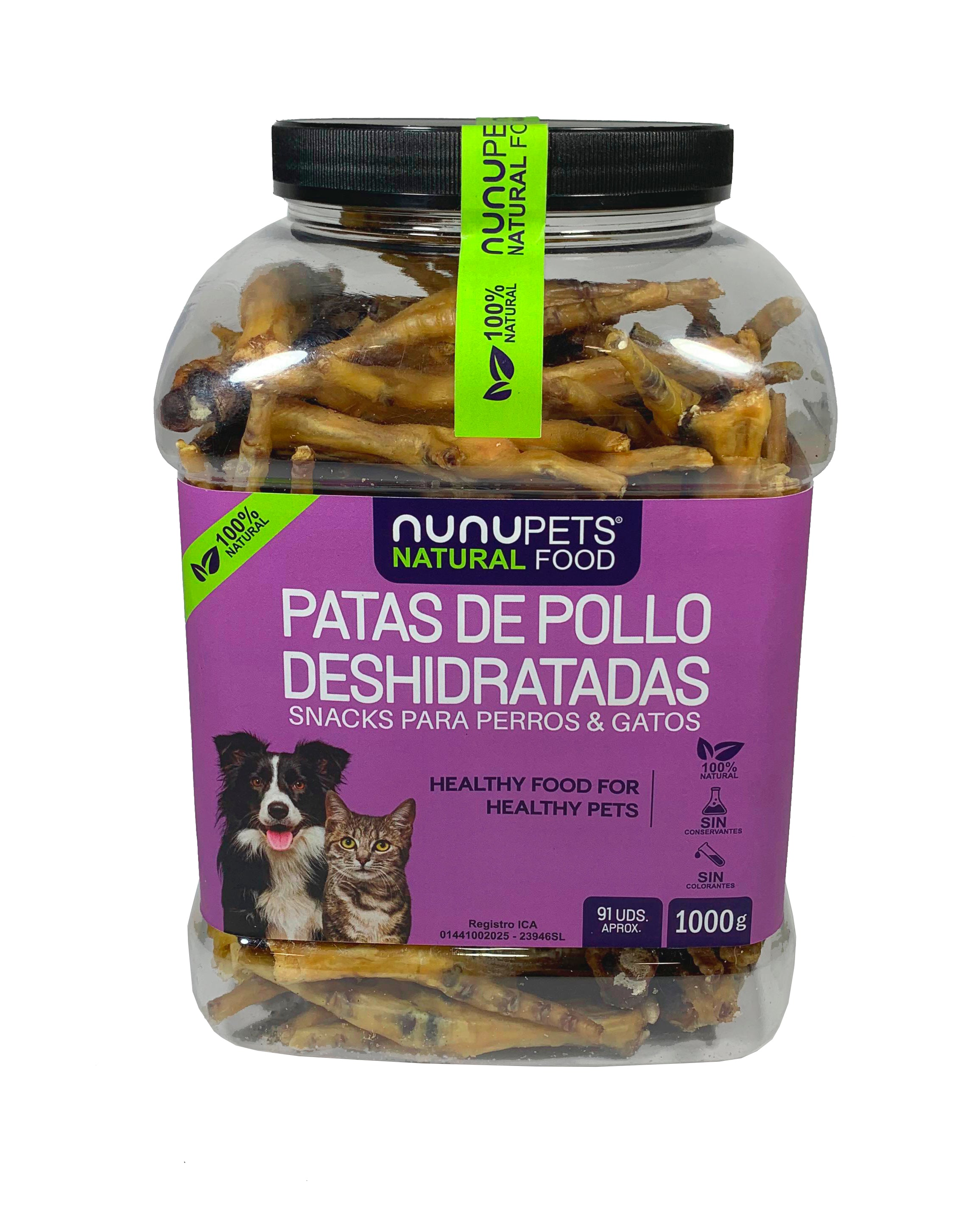 Patas de pollo deshidratadas